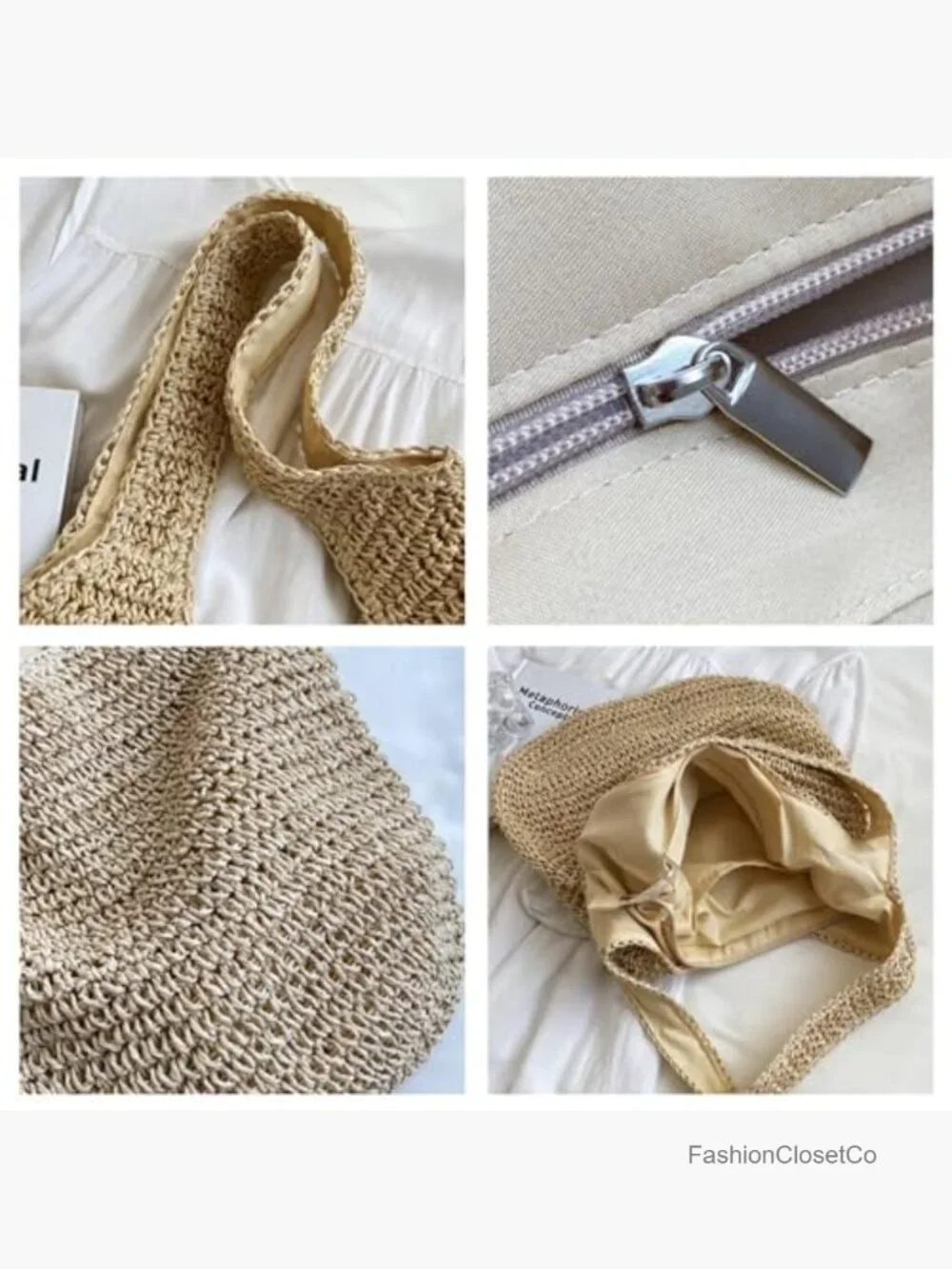 Straw Hobo Bag Tote Boho Handwoven Crochet Beach Shoulder Purse